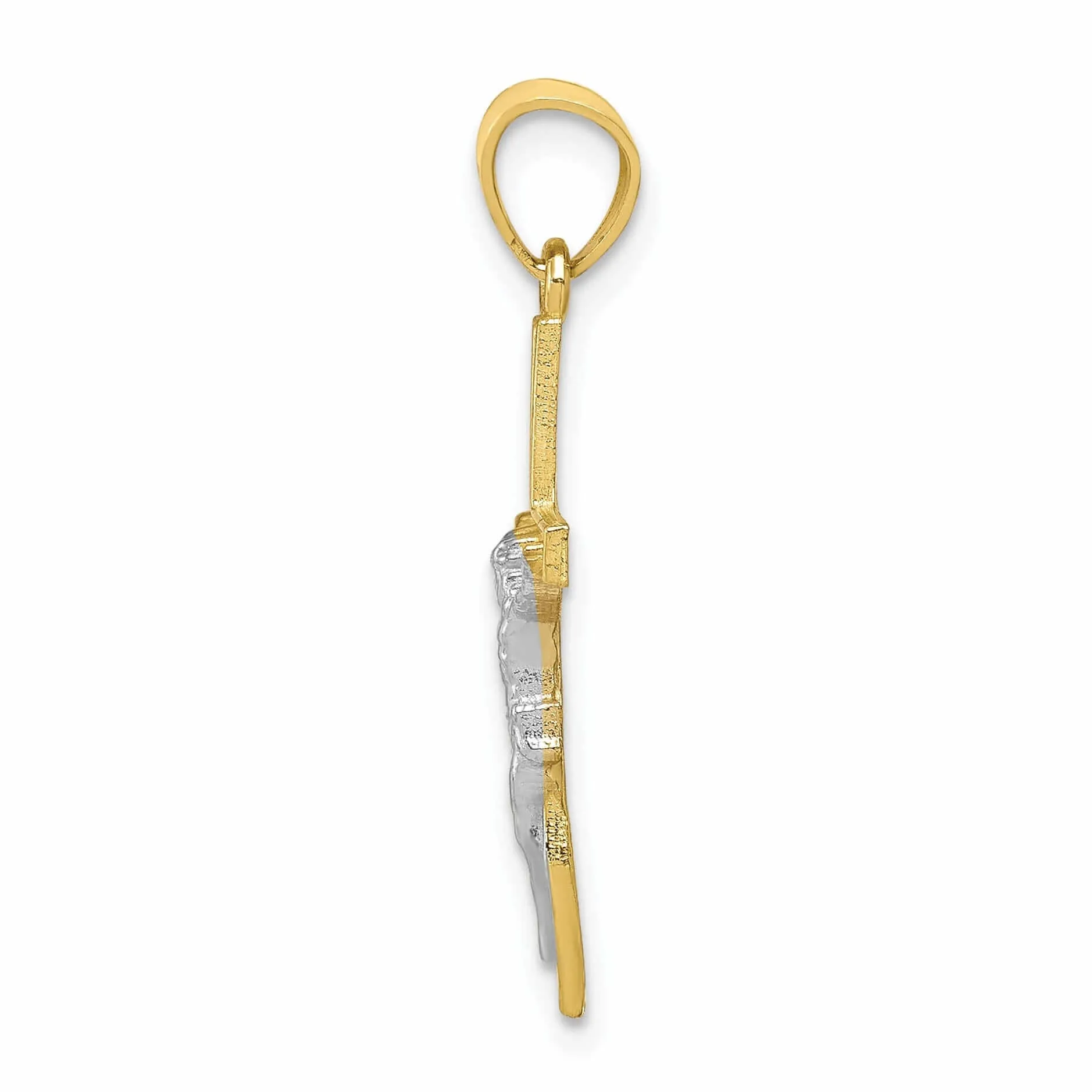 10k Two Tone Gold Polish Crucifix Charm Pendant