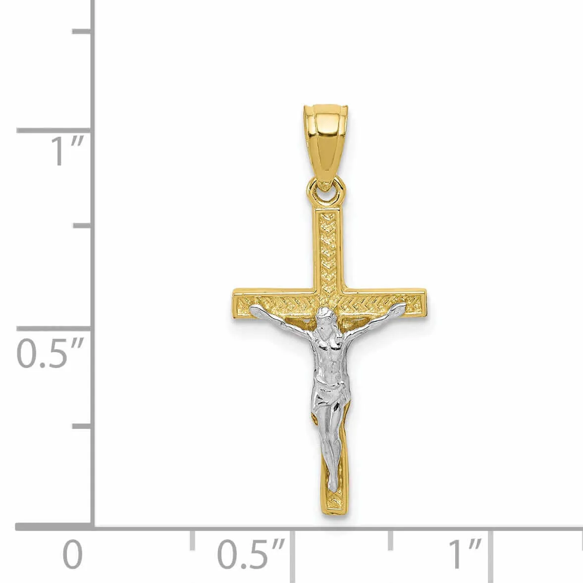 10k Two Tone Gold Polish Crucifix Charm Pendant