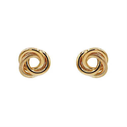 14k gold dip textured knot stud earring