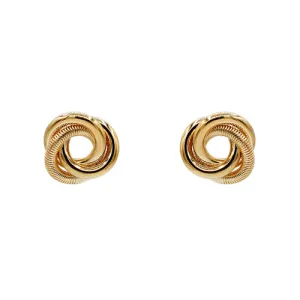 14k gold dip textured knot stud earring