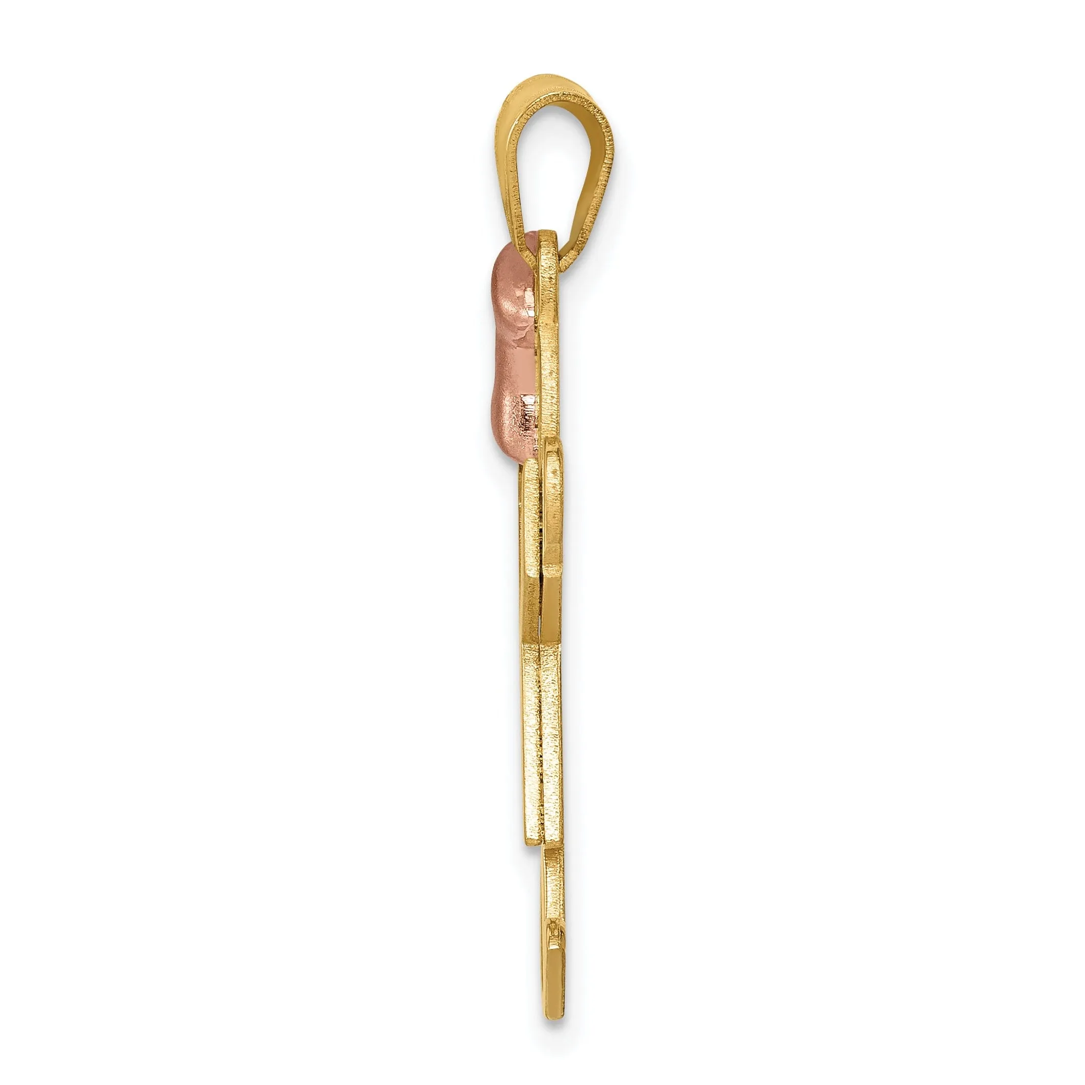 14k Two-tone Polished Joy Girl With Bow Charm