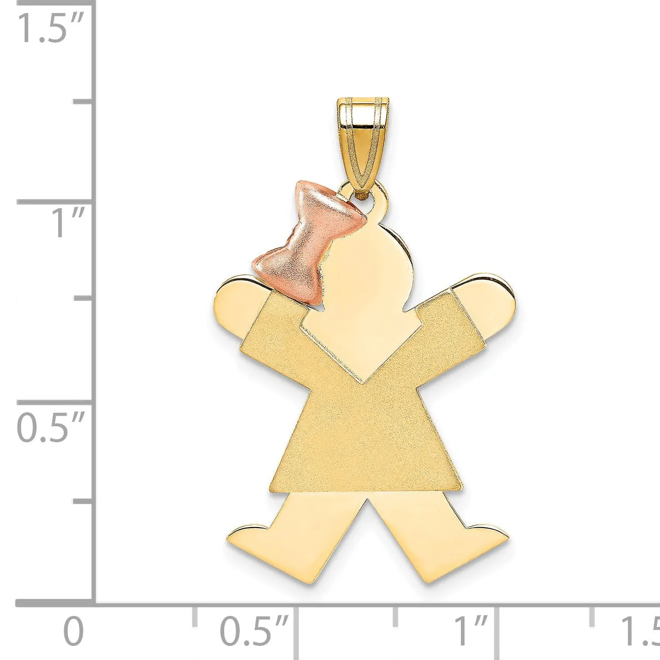 14k Two-tone Polished Joy Girl With Bow Charm
