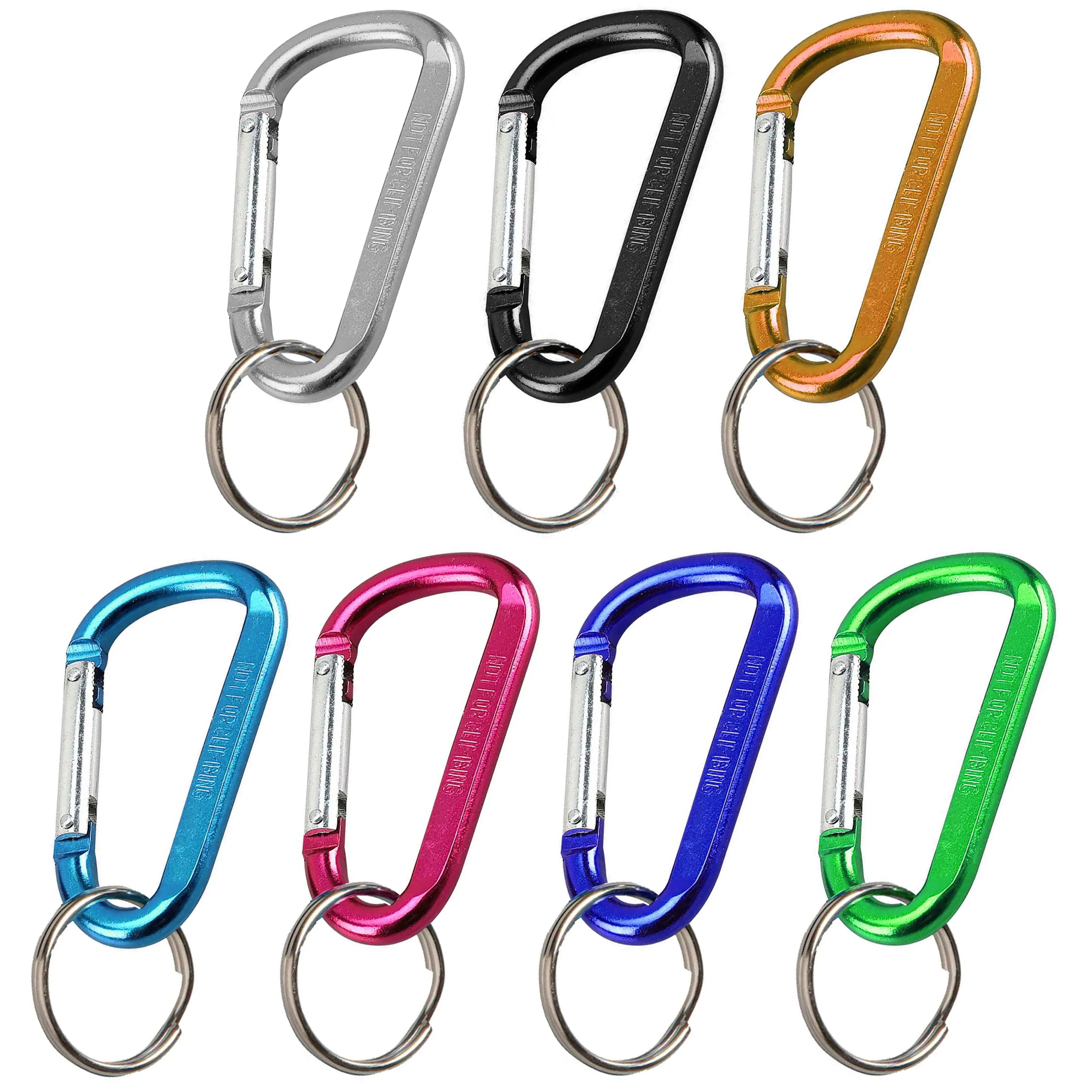 6 Pc Small D-Ring Aluminum Carabiner 2-3/8" Clip Snap Lock Hook Key Chain Colors