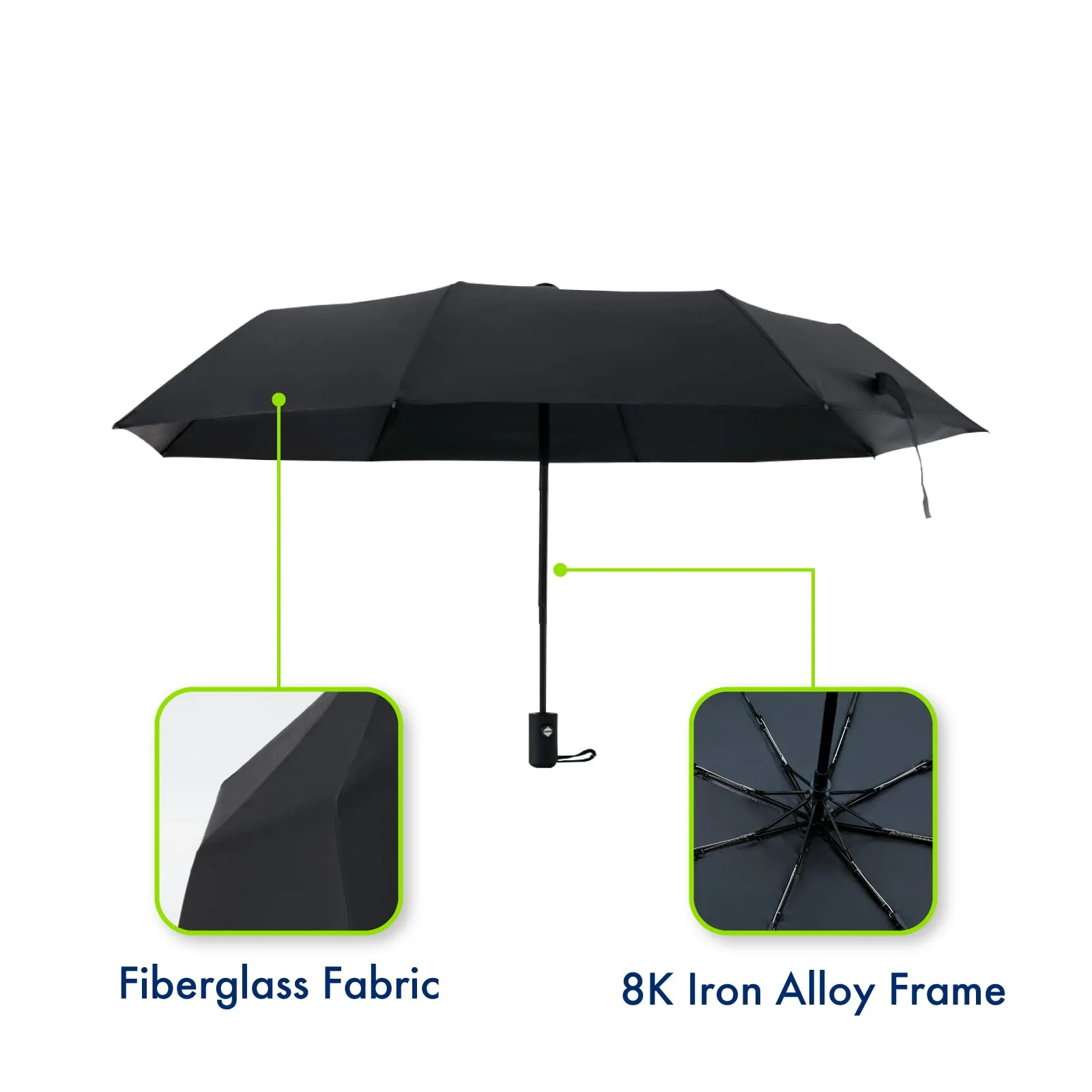 ABSORBIA Unisex 3X Folding Umbrella Black and Dark Green (Pack of 2), For Rain & Sun Protection and also windproof | Double Layer Folding Portable Umbrella with Cover | Fancy and Easy to Travel