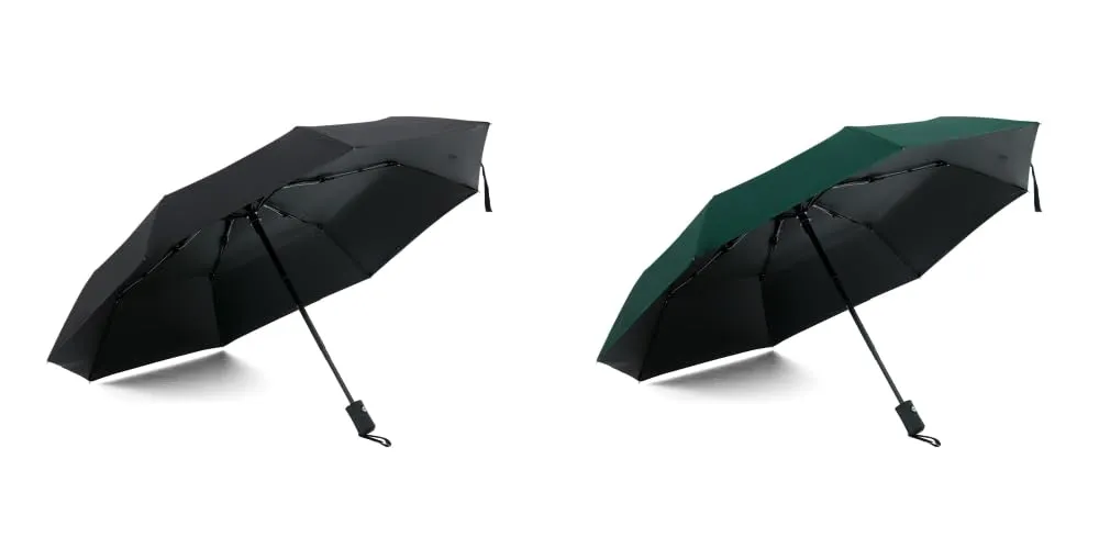ABSORBIA Unisex 3X Folding Umbrella Black and Dark Green (Pack of 2), For Rain & Sun Protection and also windproof | Double Layer Folding Portable Umbrella with Cover | Fancy and Easy to Travel