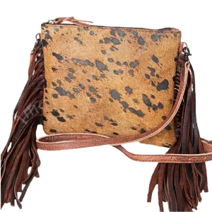 American Darling Brown & Black Cowhide w/Fringe Bag ADBG109BRAC1FRNG