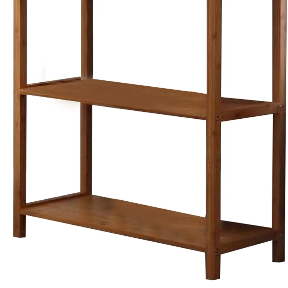 Axa 68 Inch Bamboo Left Facing Open Bookcase, 2 Cubbies, Shelves, Brown By Casagear Home
