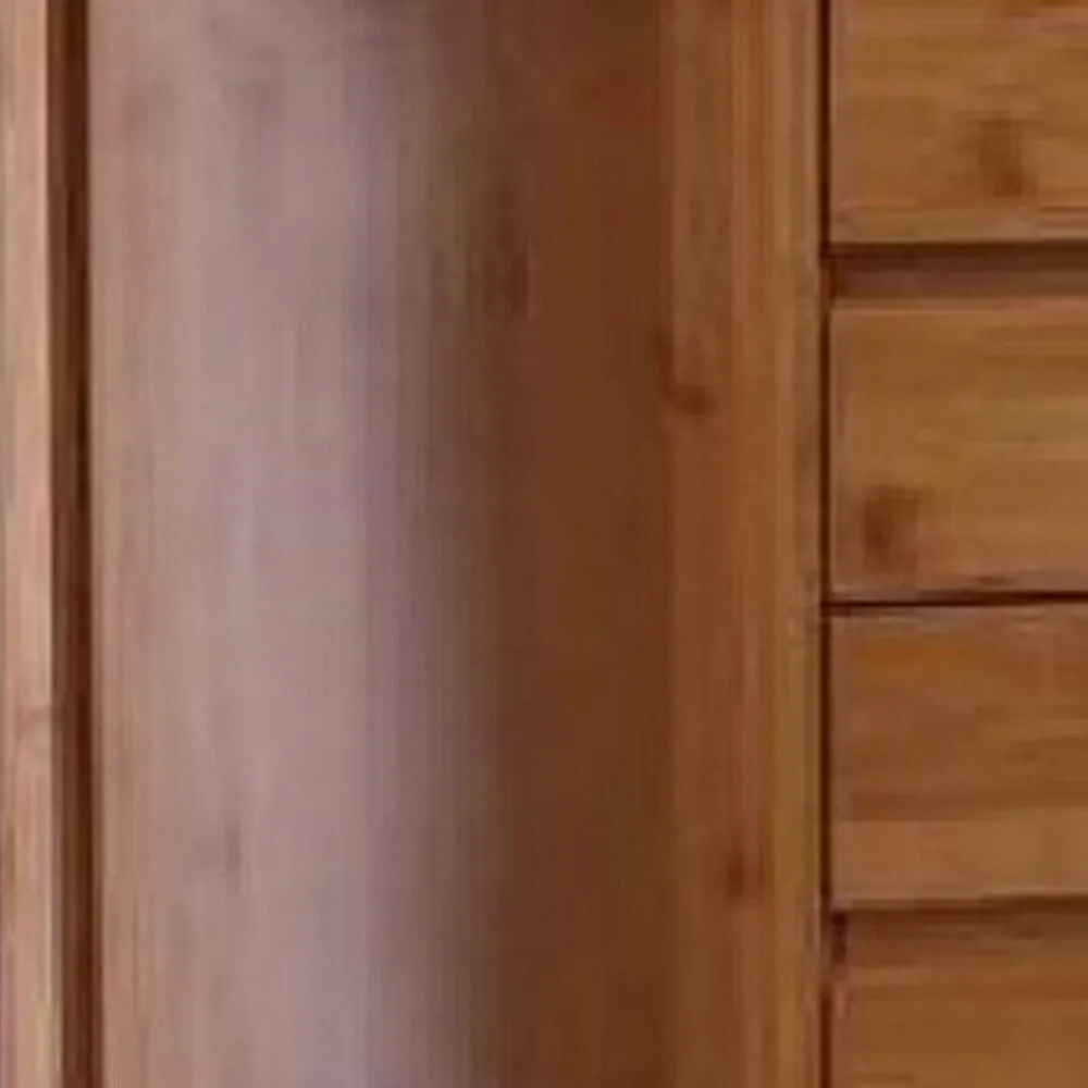Axa 68 Inch Bamboo Left Facing Open Bookcase, 2 Cubbies, Shelves, Brown By Casagear Home