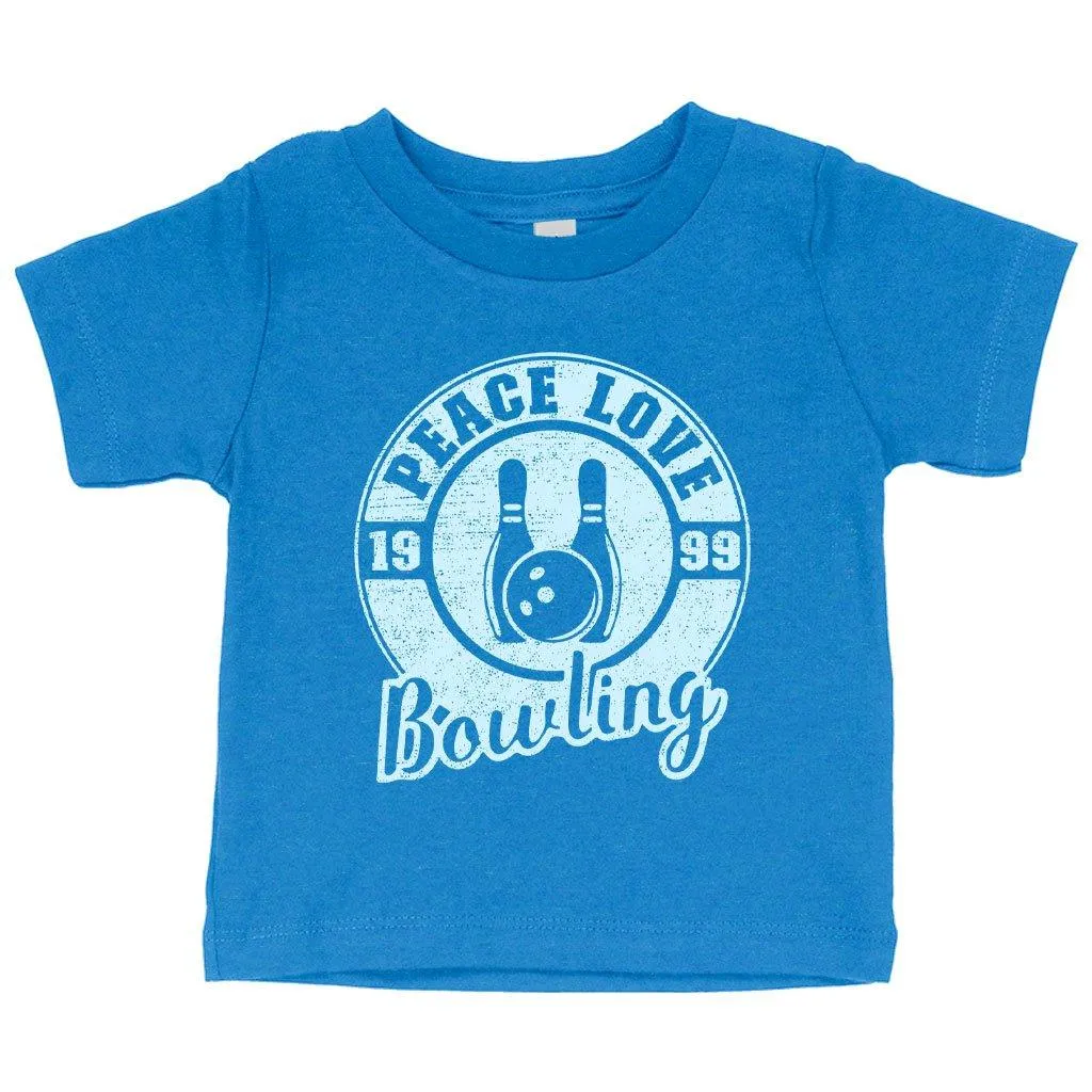 Baby Peace Love Bowling T-Shirt - Bowling T-Shirt Design - Bowling Themed T-Shirts