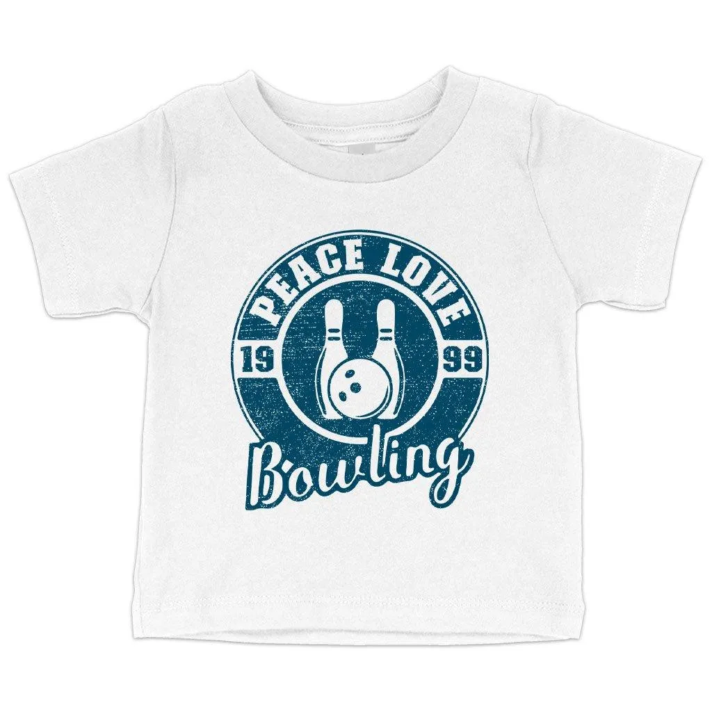 Baby Peace Love Bowling T-Shirt - Bowling T-Shirt Design - Bowling Themed T-Shirts