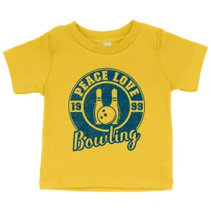 Baby Peace Love Bowling T-Shirt - Bowling T-Shirt Design - Bowling Themed T-Shirts