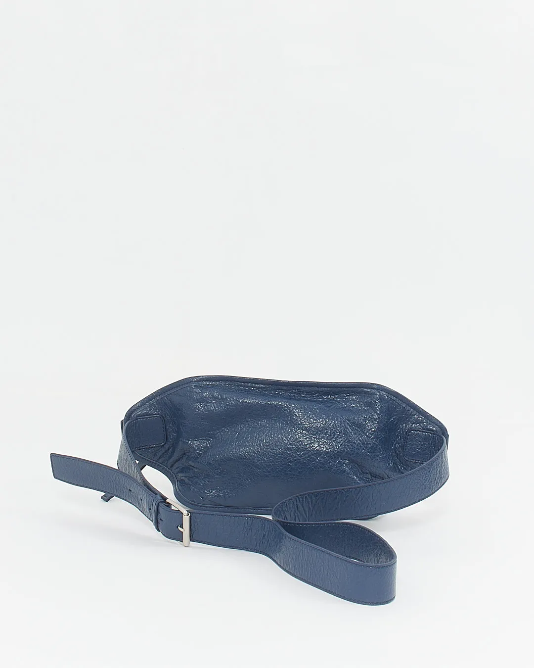Balenciaga Blue Crinkled Leather Belt Bag