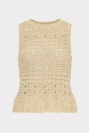 Beaded Fringe Knit Top
