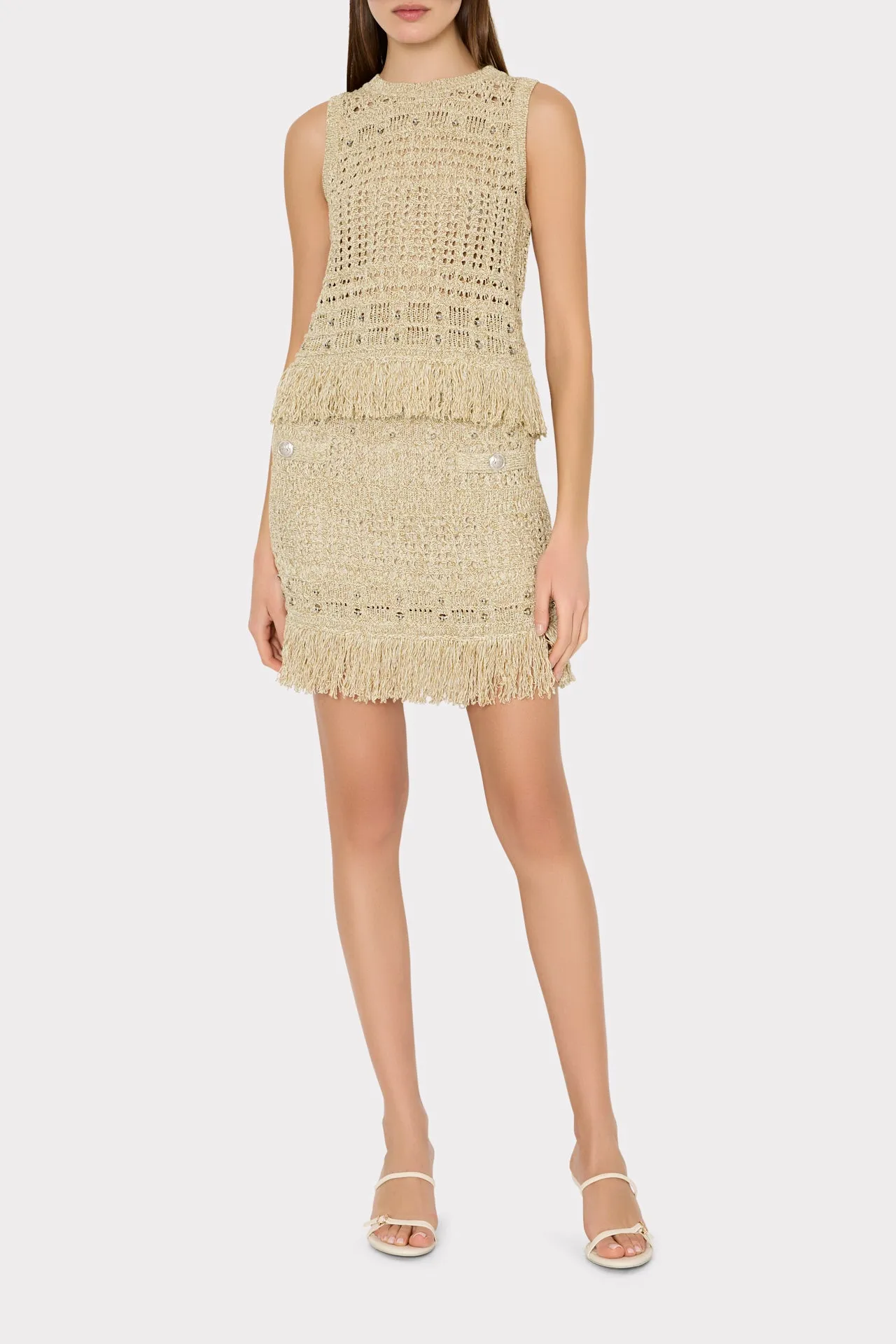 Beaded Fringe Knit Top