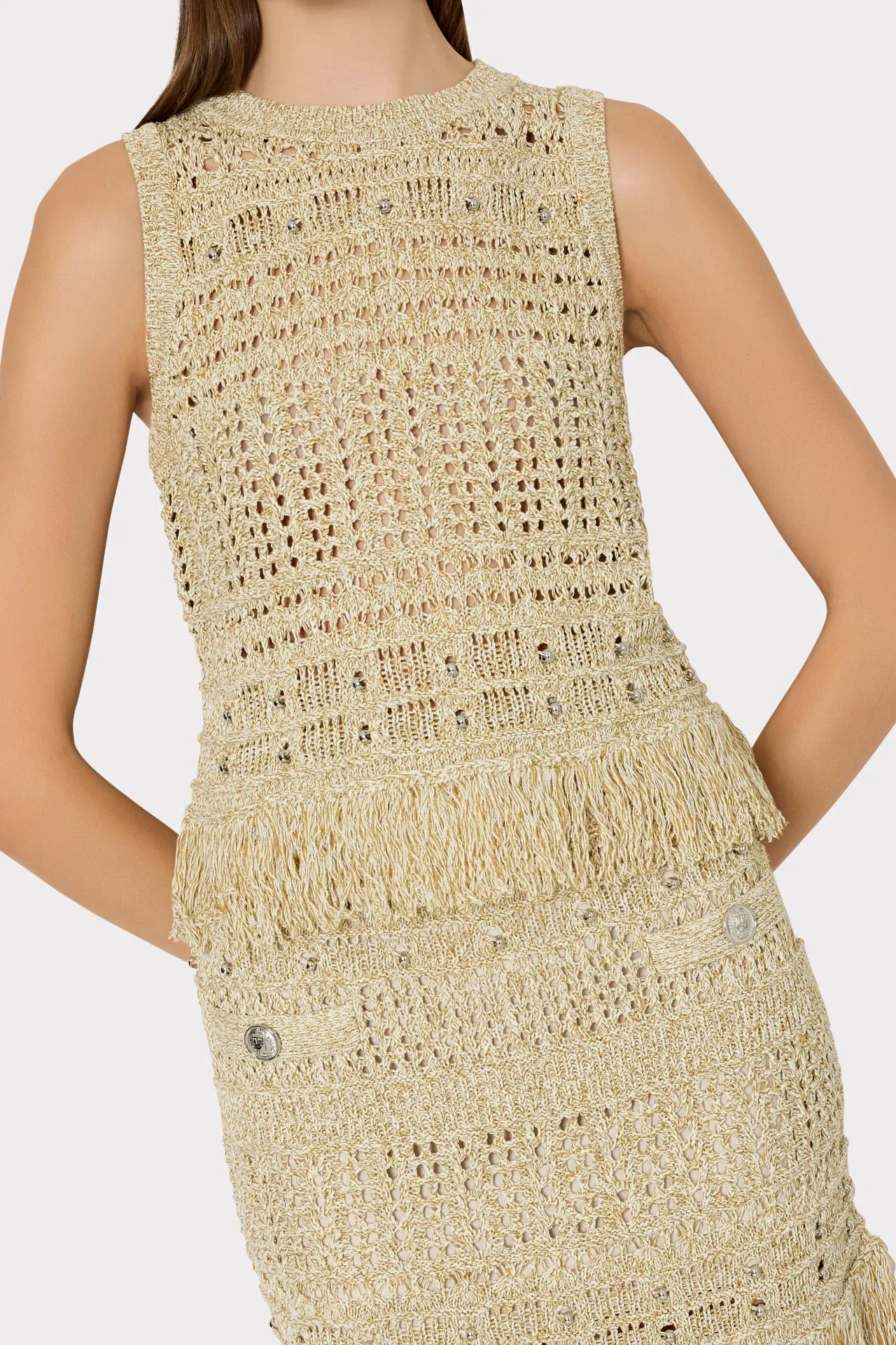 Beaded Fringe Knit Top