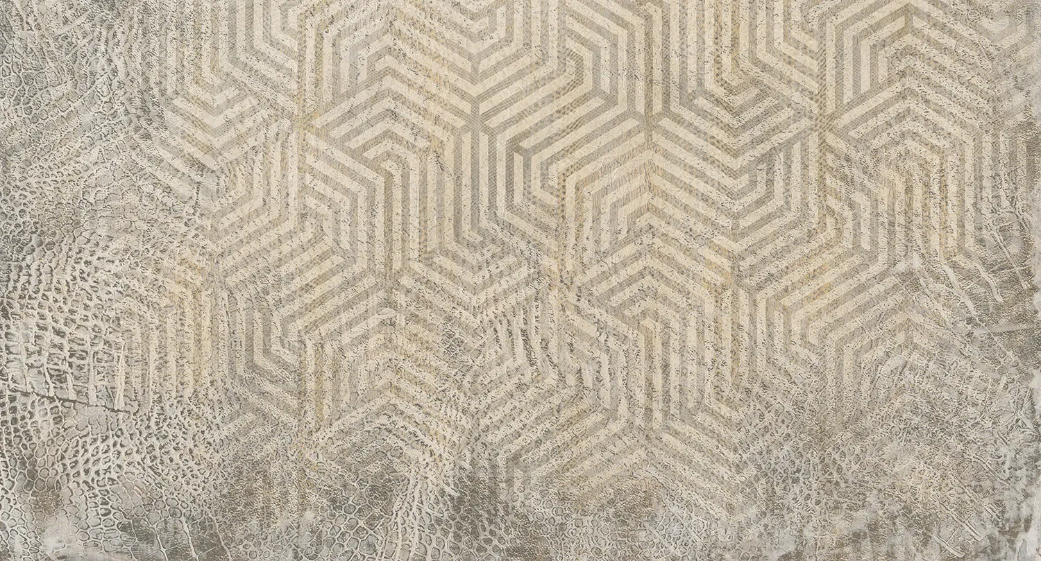 Beige Geometric Reptile Skin Mural Wallpaper M9514