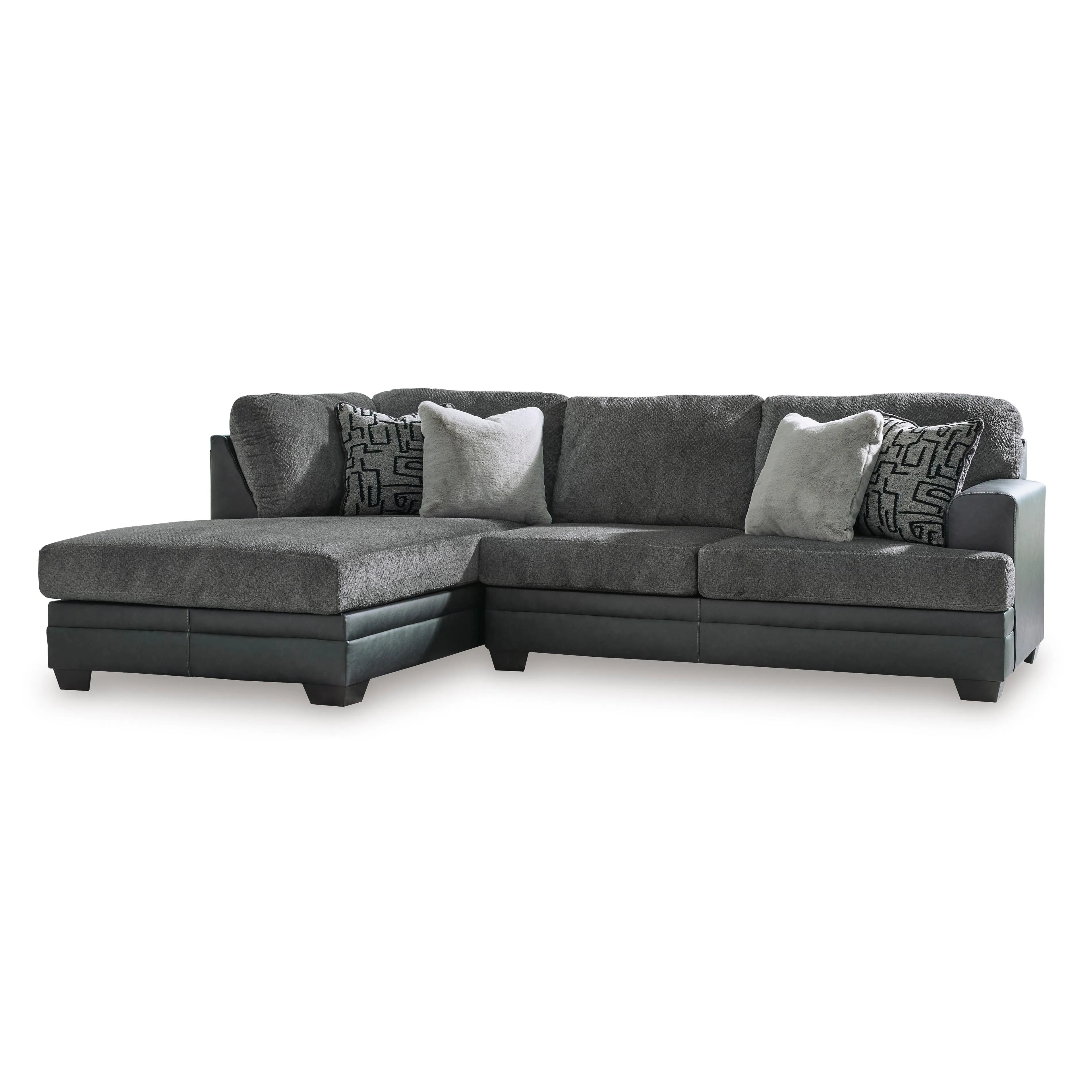 Benchcraft Brixley Pier Fabric and Leather Look 2 pc Sectional 2990616/2990667
