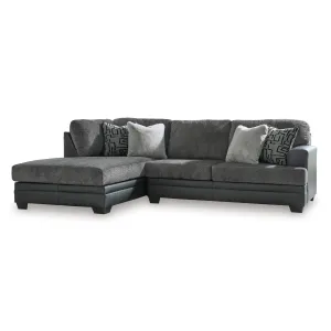 Benchcraft Brixley Pier Fabric and Leather Look 2 pc Sectional 2990616/2990667