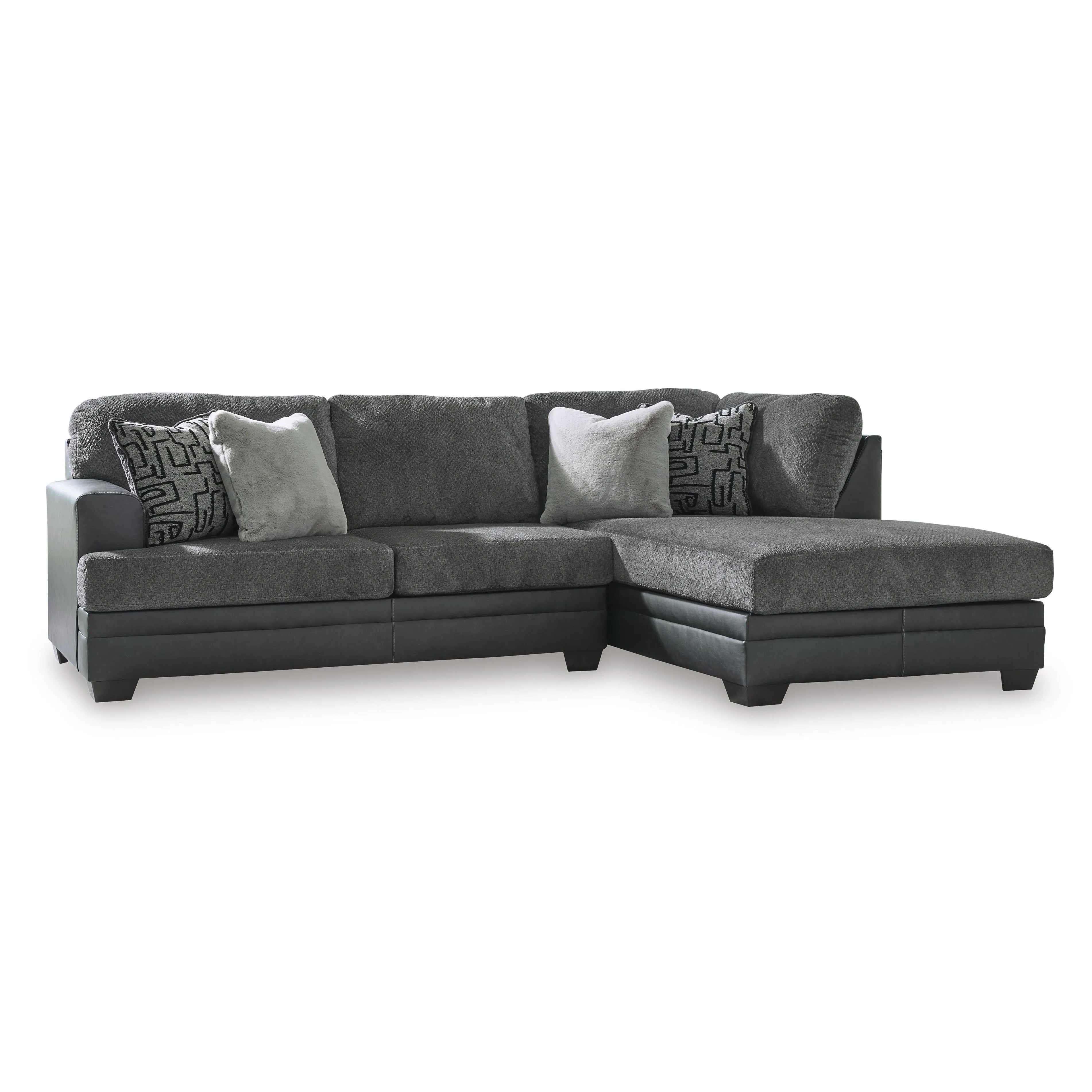 Benchcraft Brixley Pier Fabric and Leather Look 2 pc Sectional 2990666/2990617