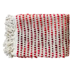 Bohemian Beige Red Stripe Cotton Wool Bedding Tufted Throw Blanket