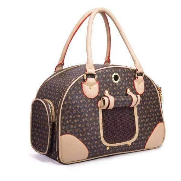 Brown and Tan Pattern Bowling Tote Dog Carrier
