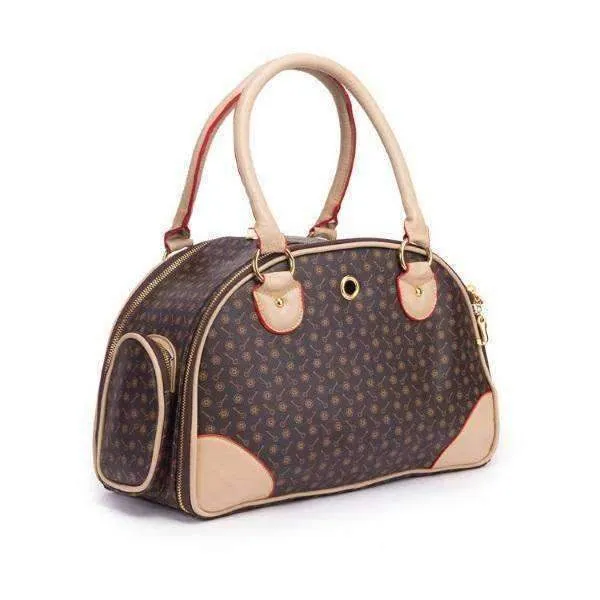 Brown and Tan Pattern Bowling Tote Dog Carrier