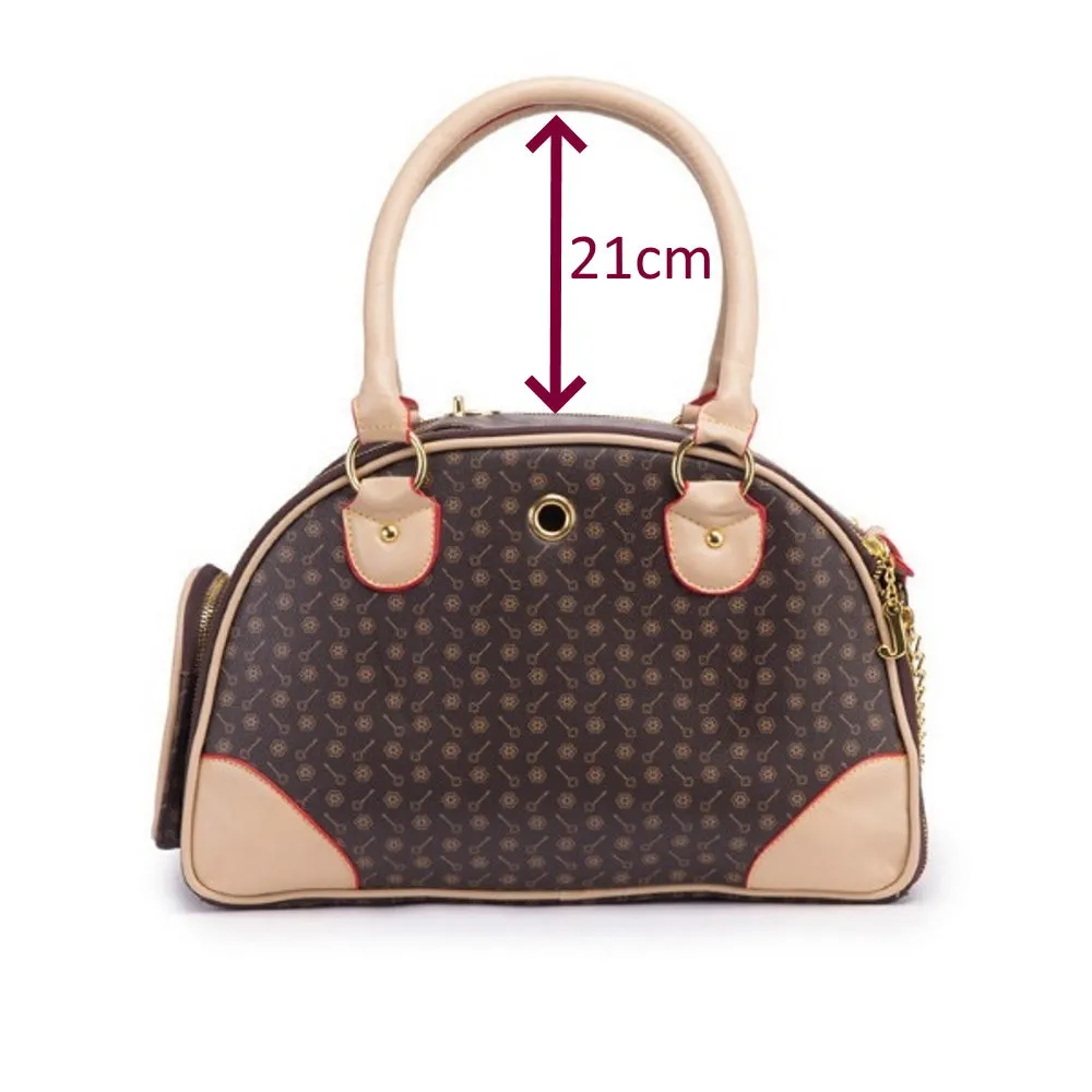 Brown and Tan Pattern Bowling Tote Dog Carrier