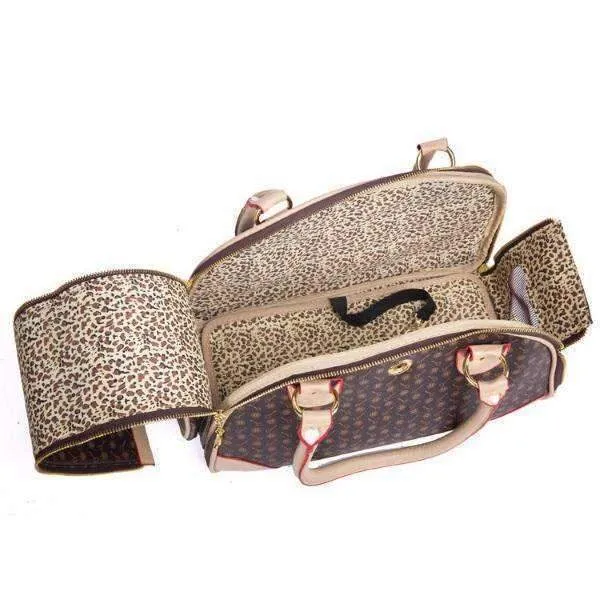 Brown and Tan Pattern Bowling Tote Dog Carrier