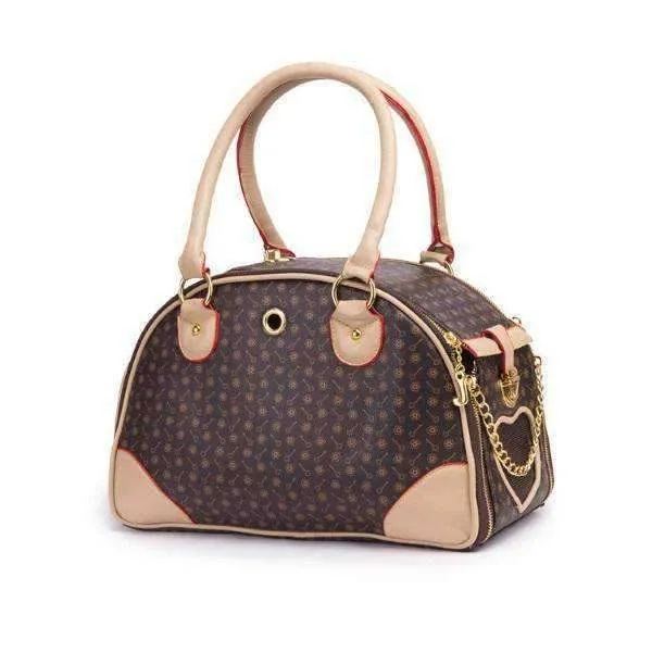 Brown and Tan Pattern Bowling Tote Dog Carrier
