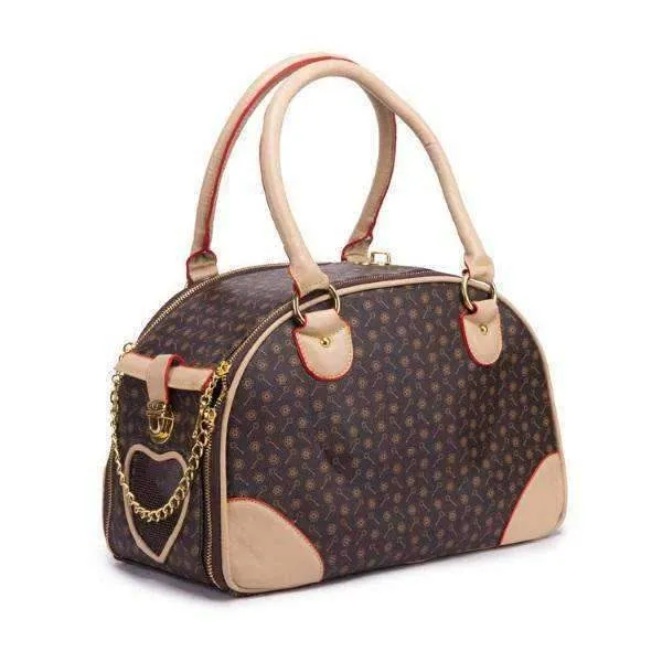 Brown and Tan Pattern Bowling Tote Dog Carrier