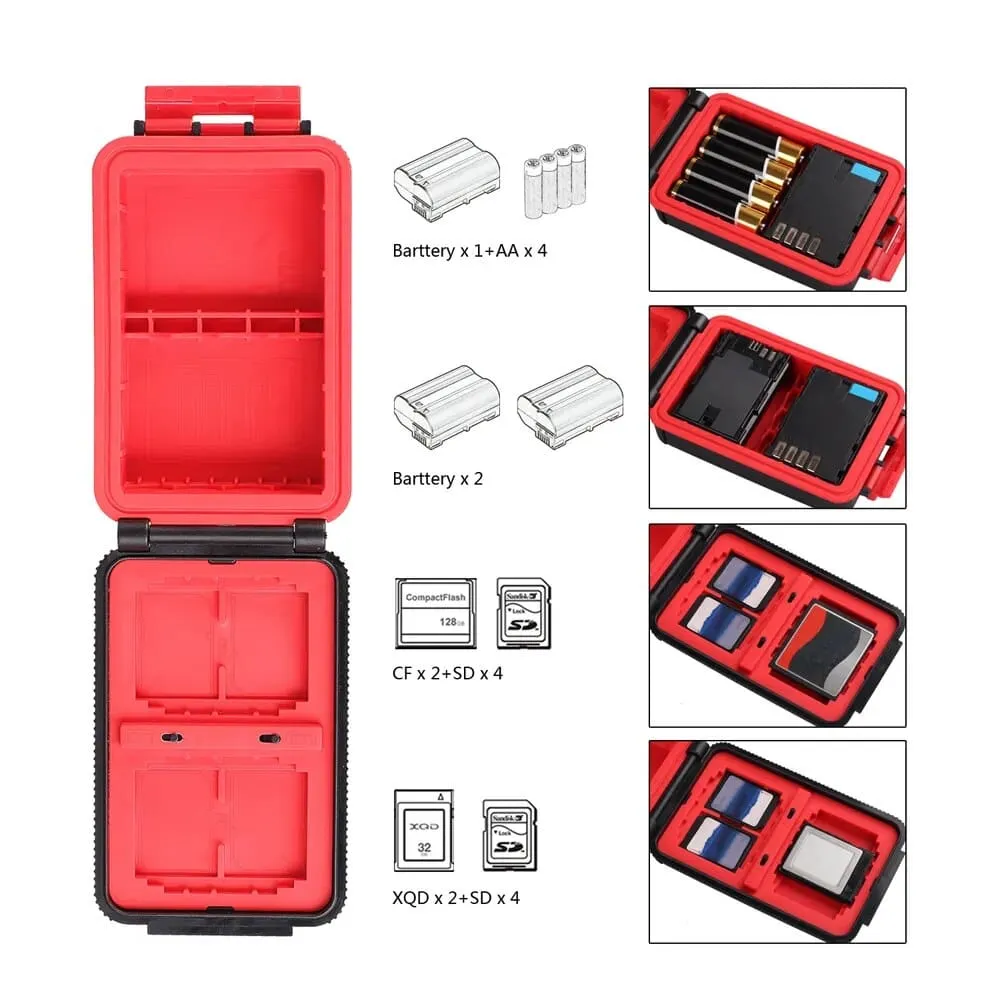 Camera Waterproof Battery Box for Canon Lp-e6 Lp-e17 Sony Np-fw50 Np-fz100 Nikon En-el17 Battery Sd Cf Xqd Memory Card Case