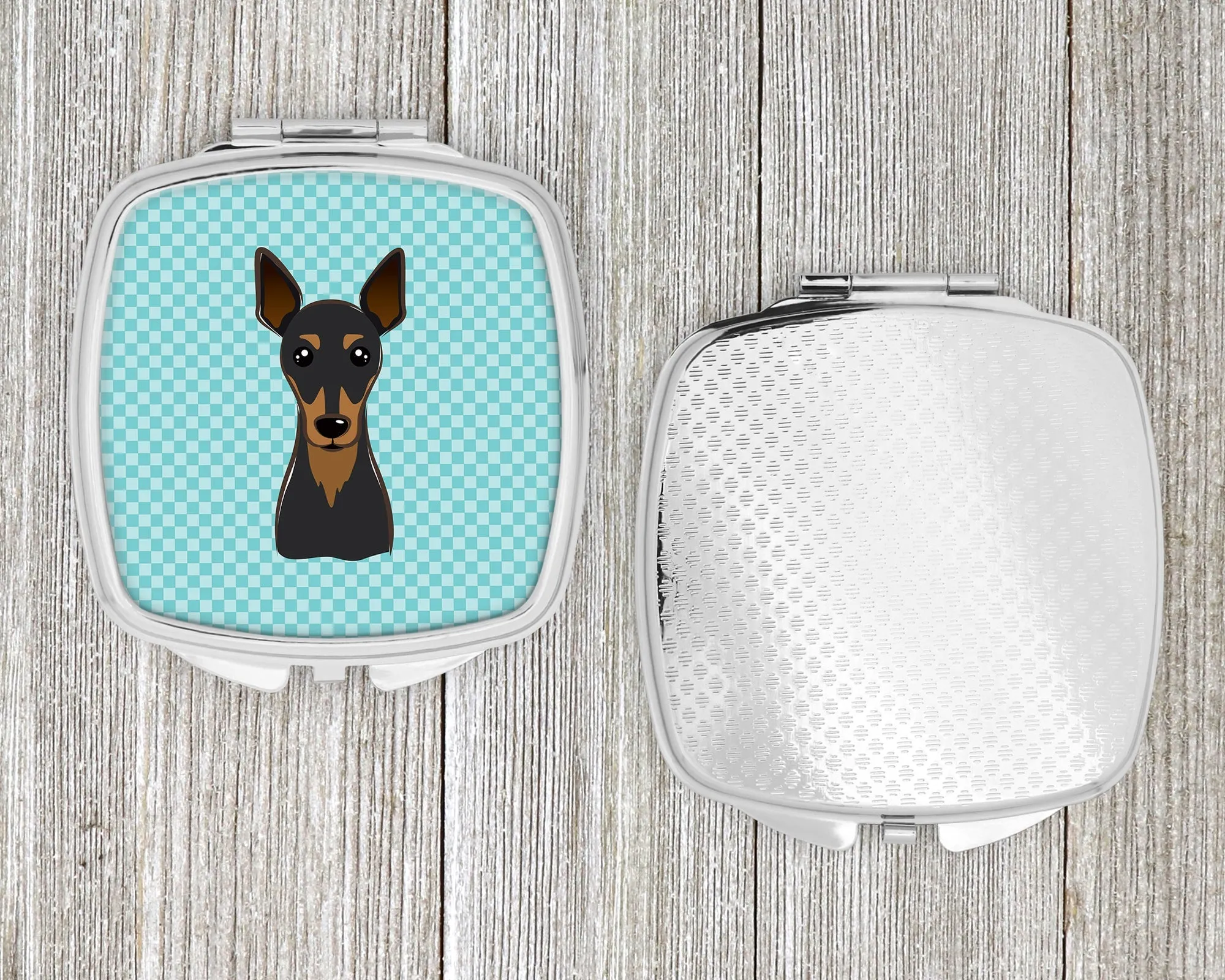 Checkerboard Blue Min Pin Compact Mirror BB1178SCM