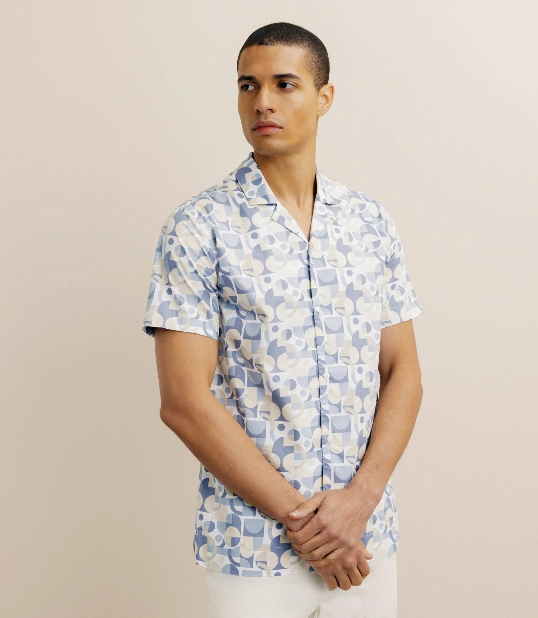 Chemise droite manches courtes bleue