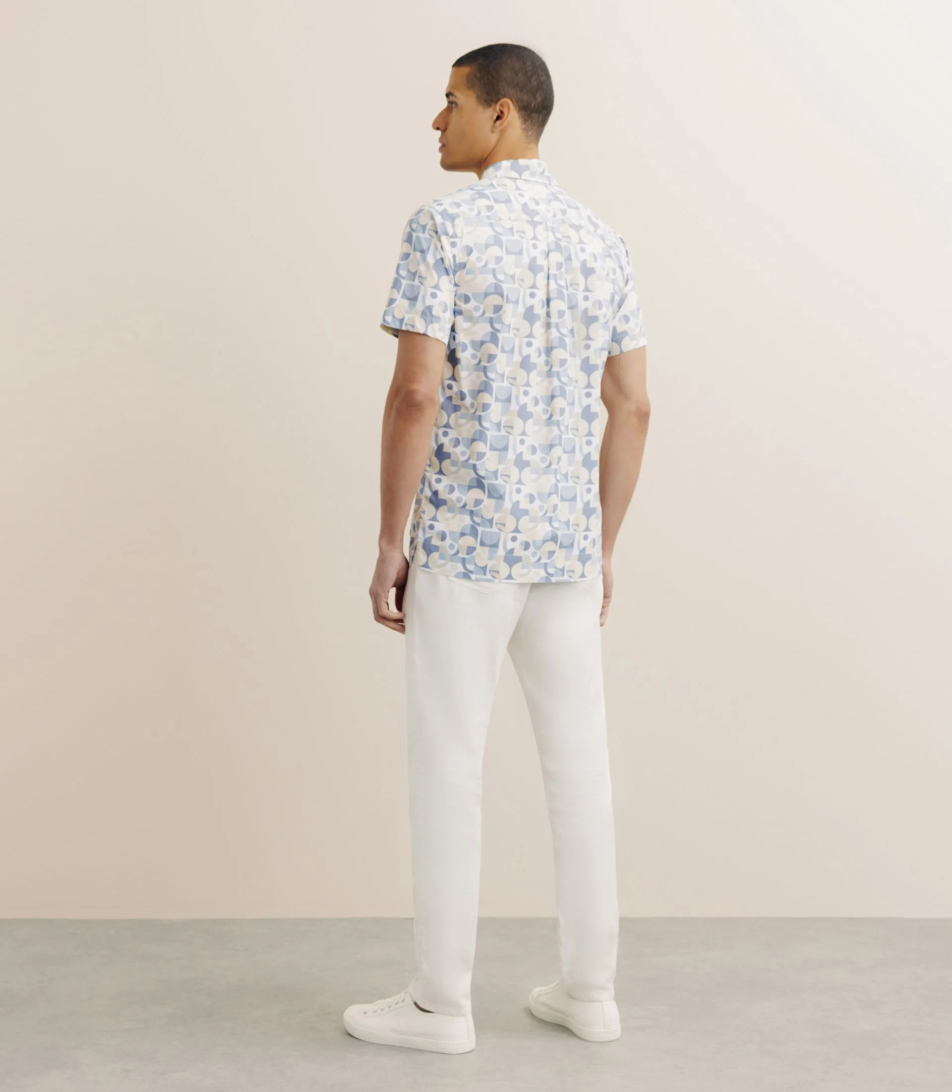 Chemise droite manches courtes bleue