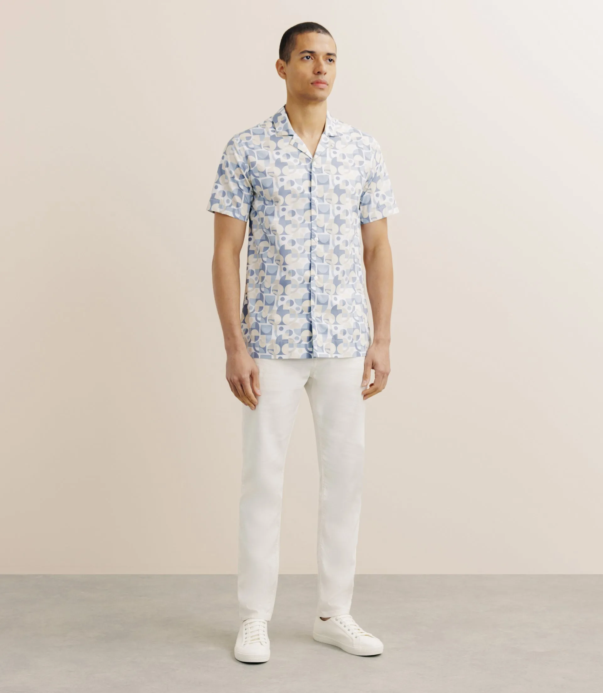Chemise droite manches courtes bleue