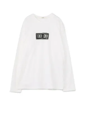 Clock Print Oversized Long T-Shirt