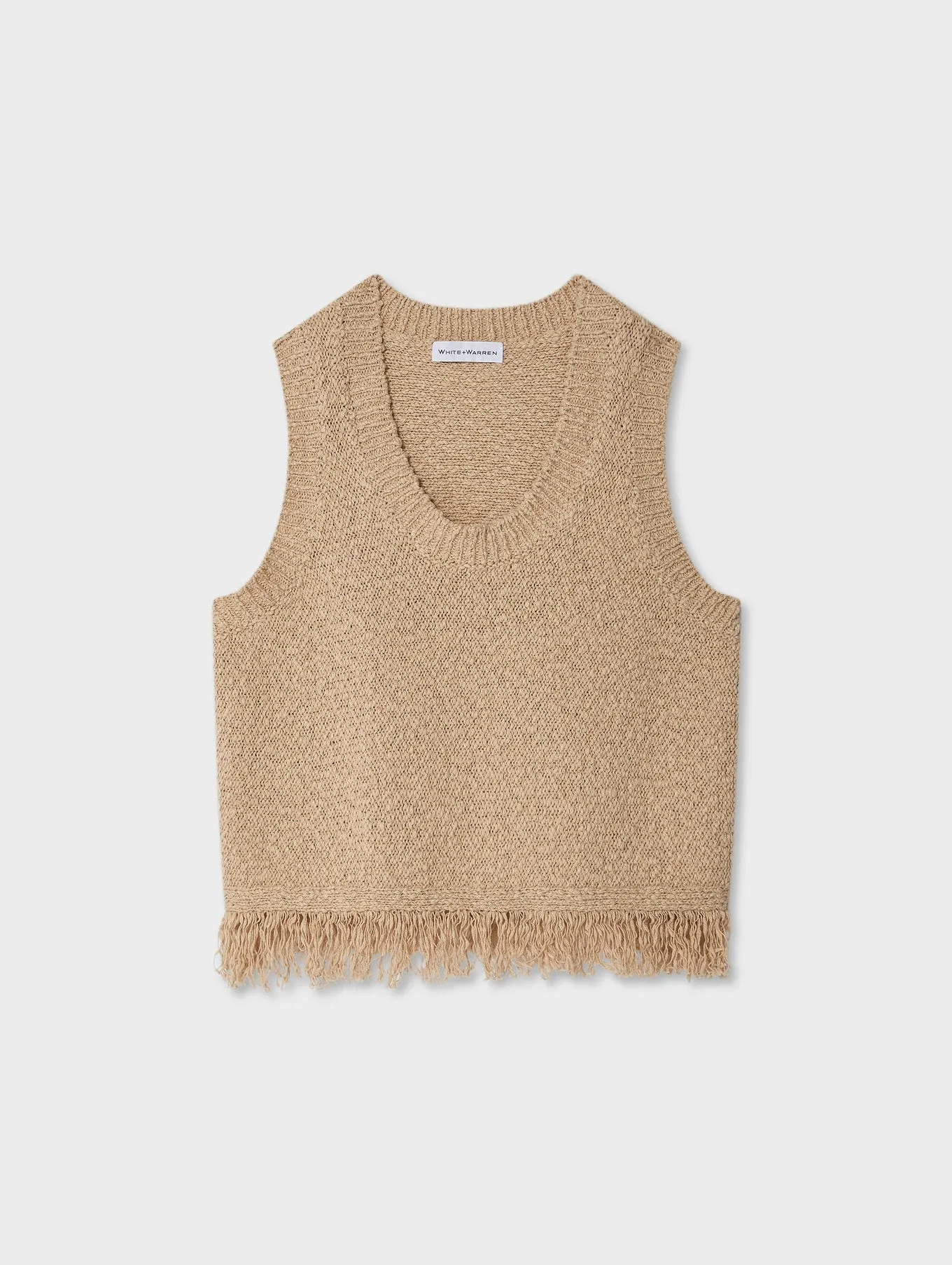 COTTON SLUB FRINGE TANK IN SABLE