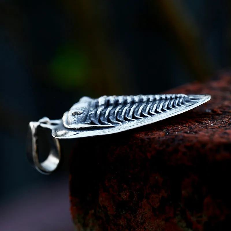 Custom Retro Trilobite Titanium Steel Pendant for Men - Unique Lettered Accessory