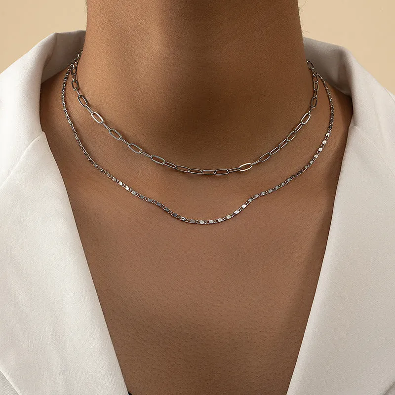 Elegant Layered Clavicle Chain Necklace Set with Cold Style Vibes