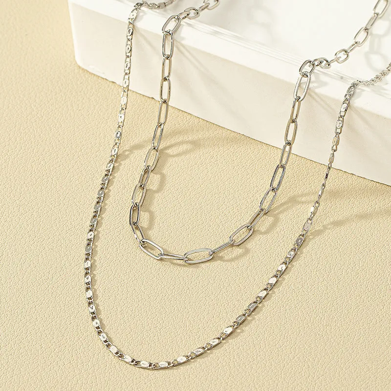 Elegant Layered Clavicle Chain Necklace Set with Cold Style Vibes