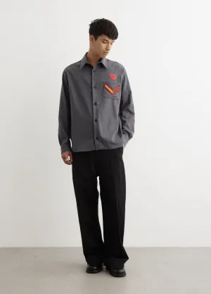 Embroidered Patch Long-Sleeved Compact Shirt