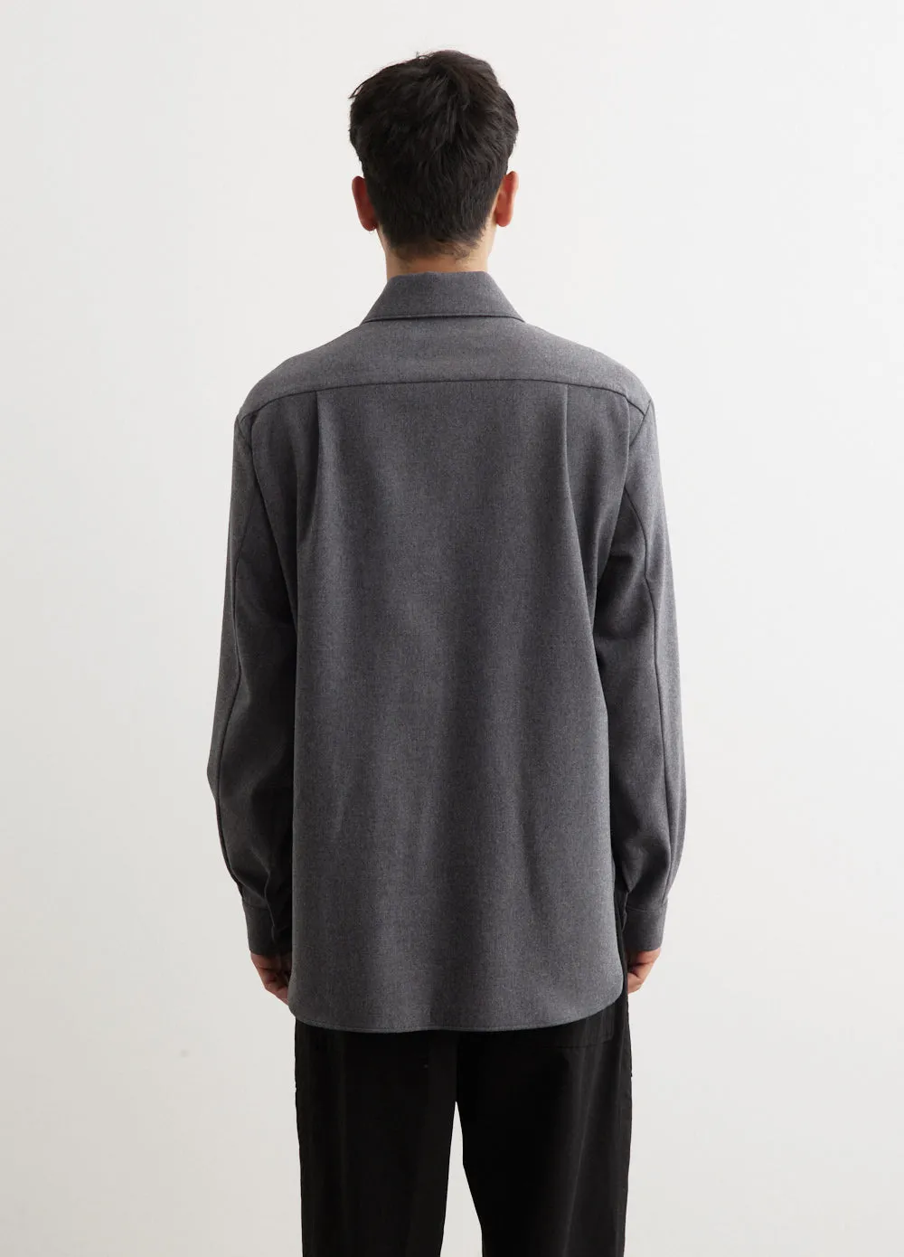 Embroidered Patch Long-Sleeved Compact Shirt