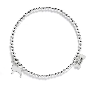 English Springer Spaniel Silhouette Silver Ball Bead Bracelet - Personalised