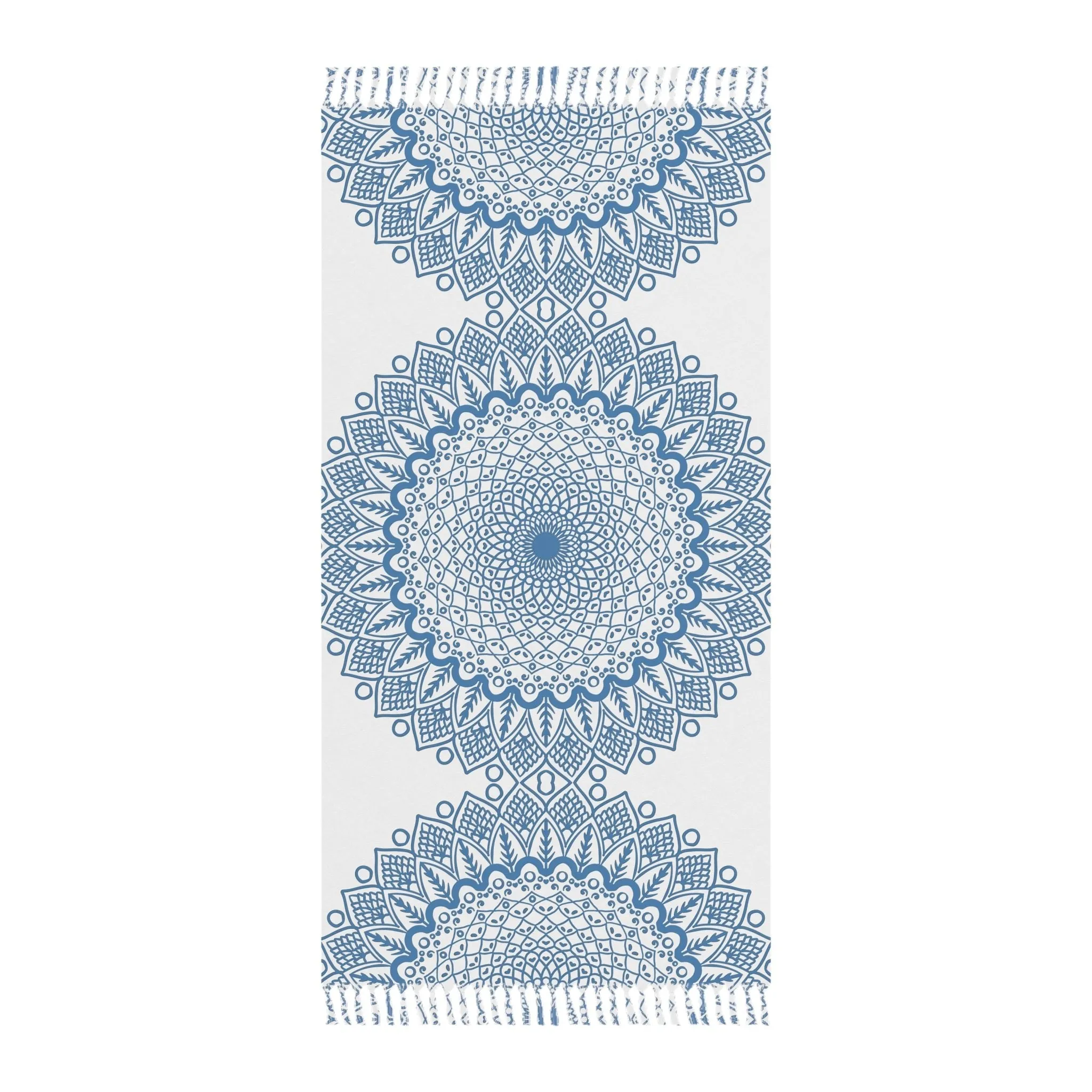 Handmade Mandala Beach Cloth - Steel Blue - Fine Art Hand-Drawn
