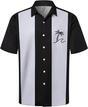 Hardaddy Men's Vintage Bowling Shirt Short Sleeve Button Down Hawaiian Summer Beach Printed Casual Shirts