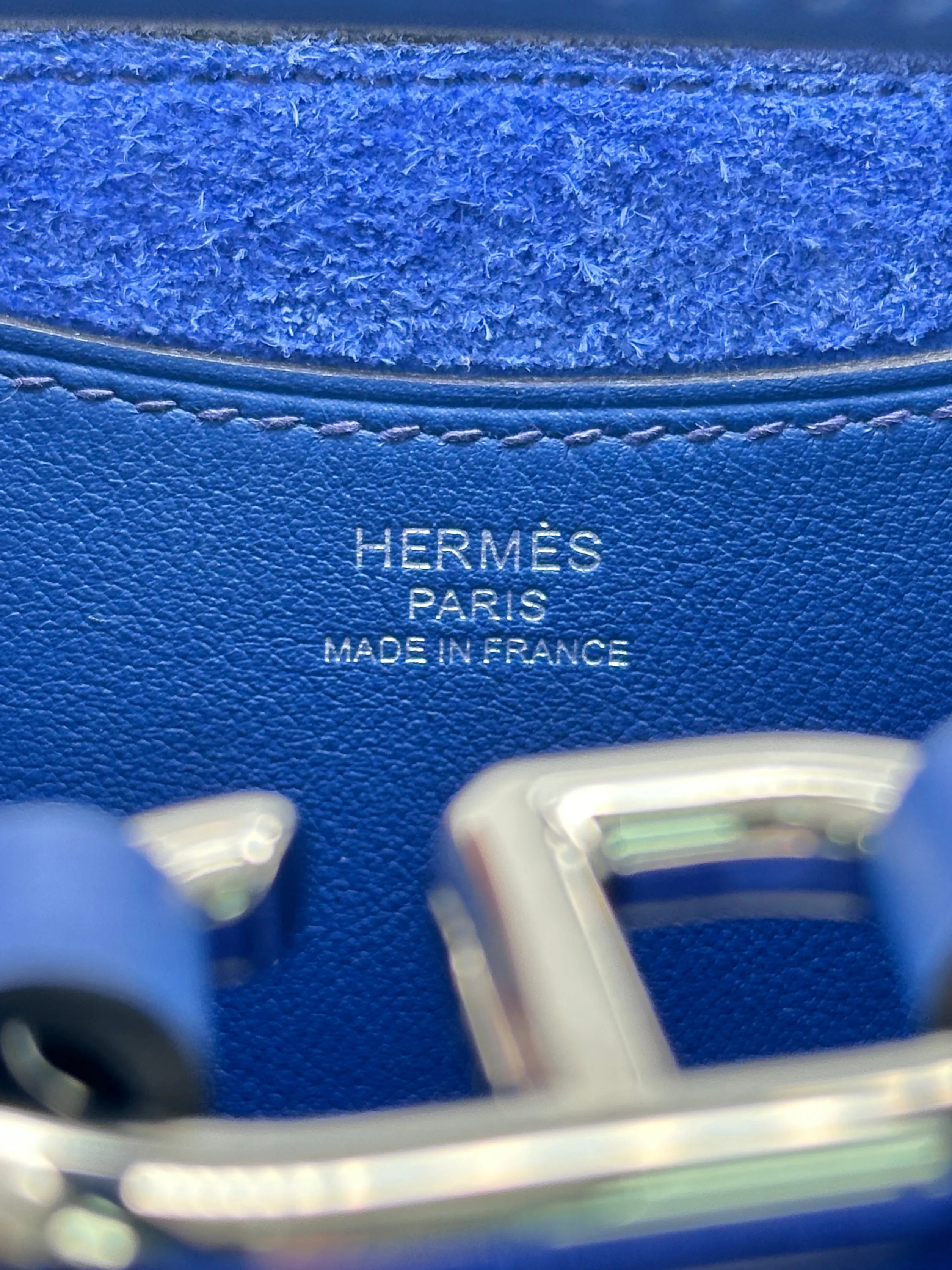 Herms In The Loop 18 Taurillon Clemence Leather Bleu Royale Bag with palladium hardware BOX FRESH