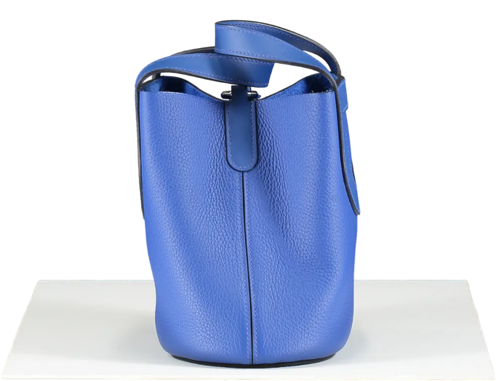 Herms In The Loop 18 Taurillon Clemence Leather Bleu Royale Bag with palladium hardware BOX FRESH