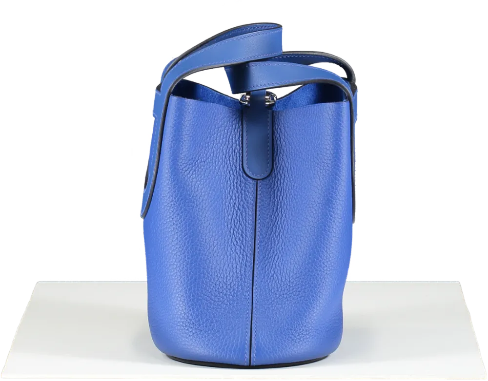 Herms In The Loop 18 Taurillon Clemence Leather Bleu Royale Bag with palladium hardware BOX FRESH