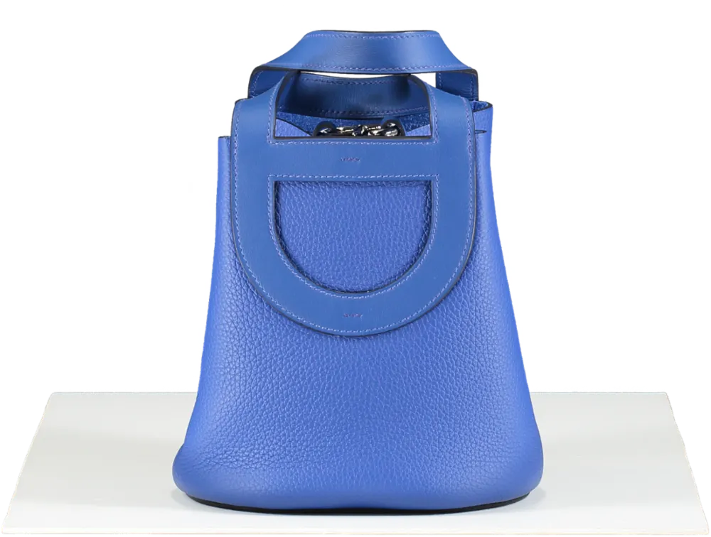 Herms In The Loop 18 Taurillon Clemence Leather Bleu Royale Bag with palladium hardware BOX FRESH