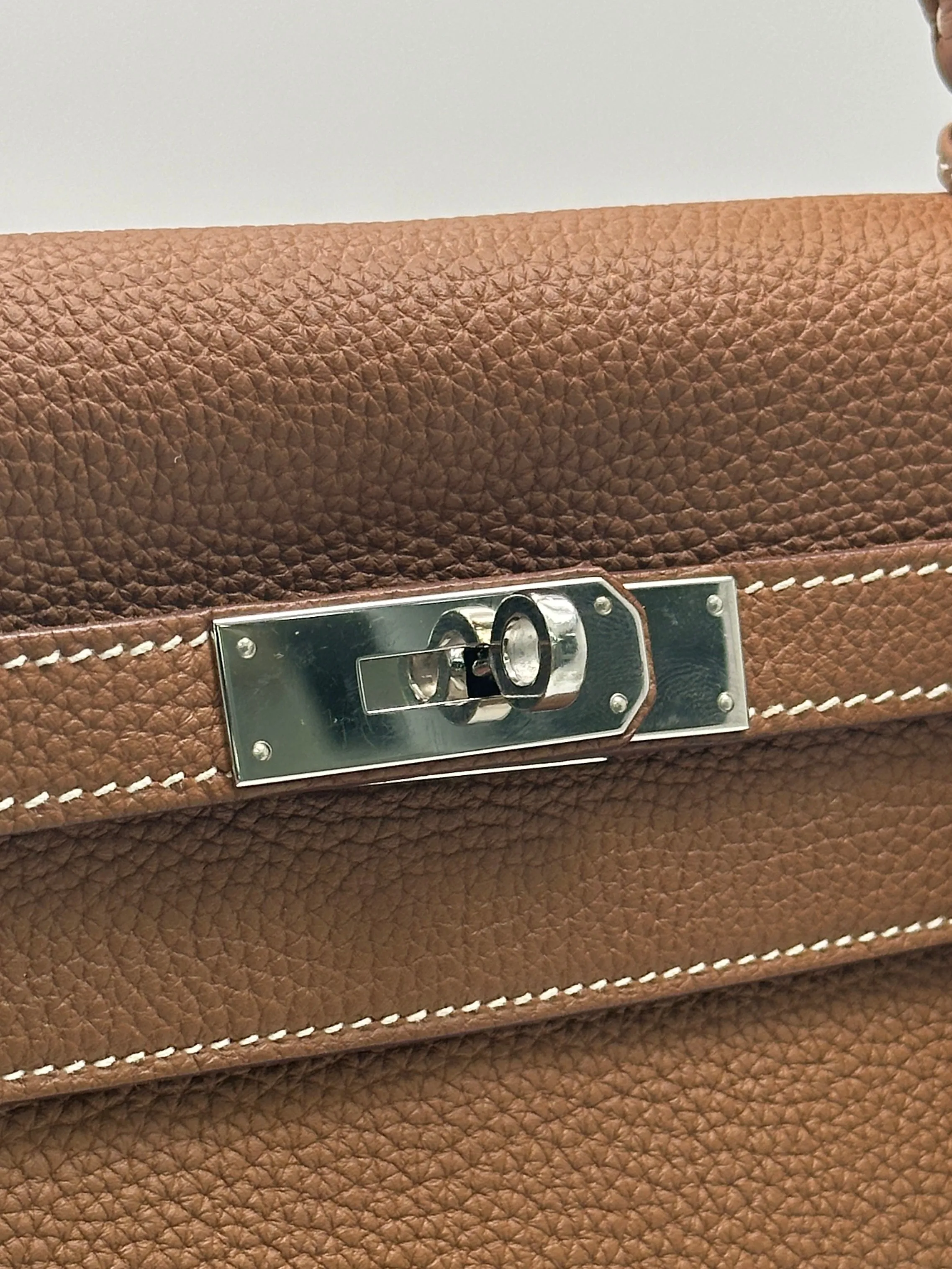 Herms Kelly 32 Gold Togo Leather with Palladium Hardware Handbag